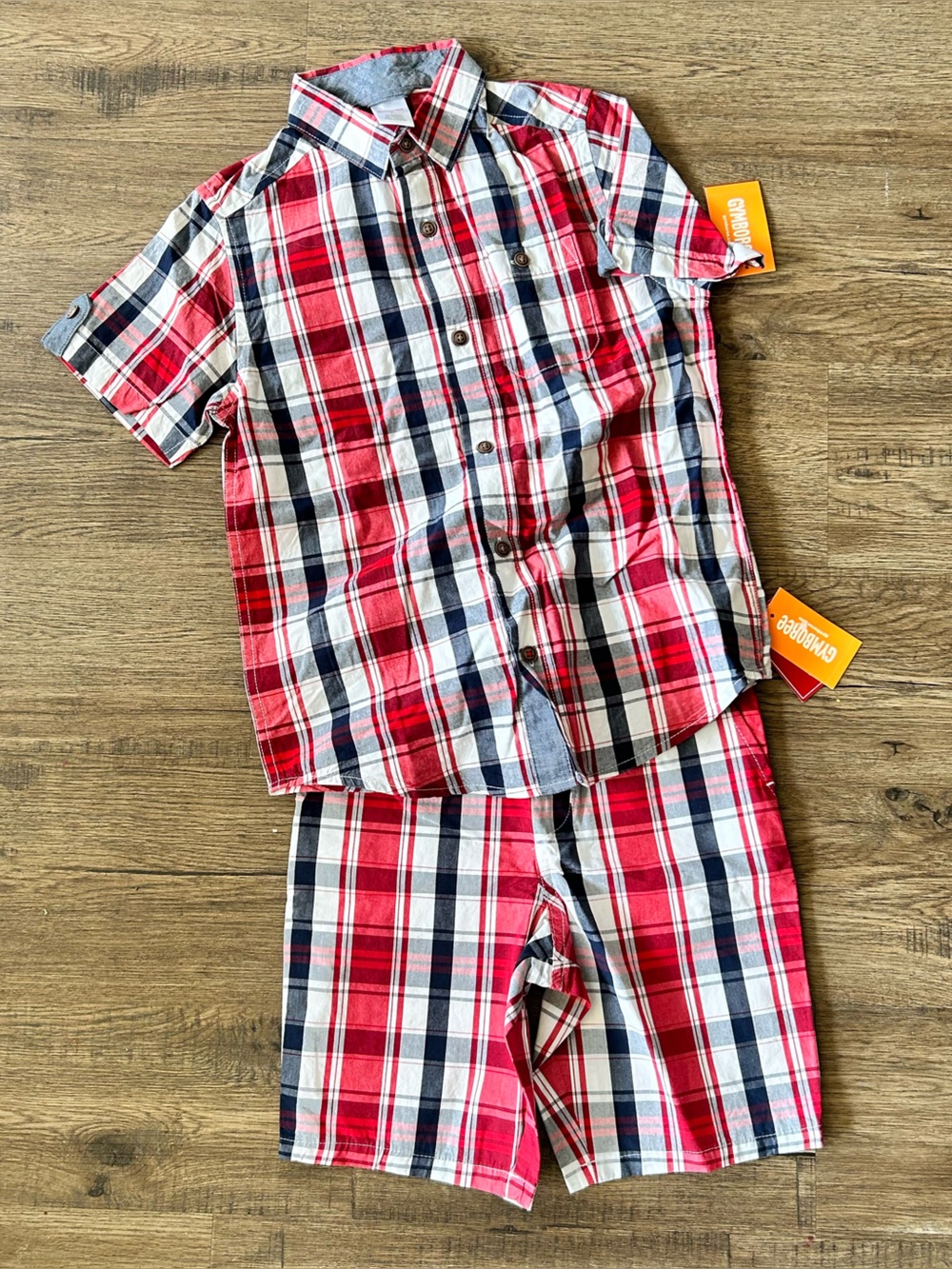 Gymboree |Red Navy White Plaid Shorts Set sz 6